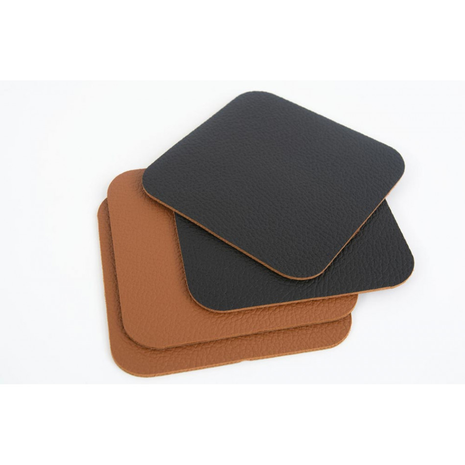 Coasters set , brown colour, leather imitation, 10x10cm