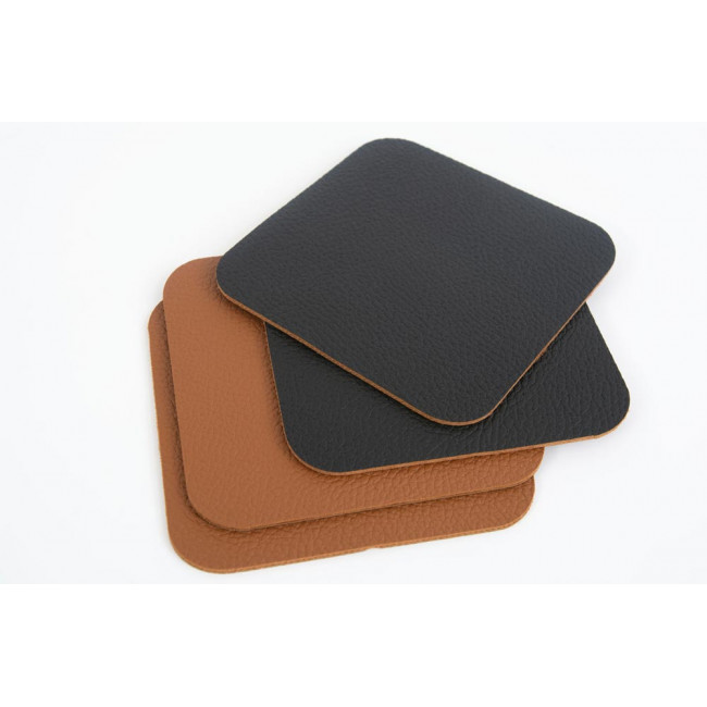 Coasters set , brown colour, leather imitation, 10x10cm