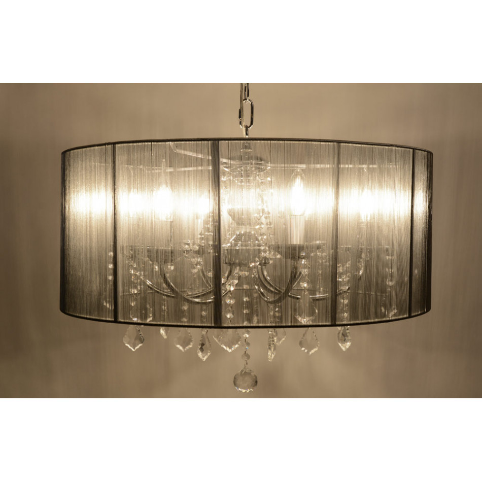 Подвесная лампа MARI серебряная, H58-130cm, Ø-60cm; E14 6x40W