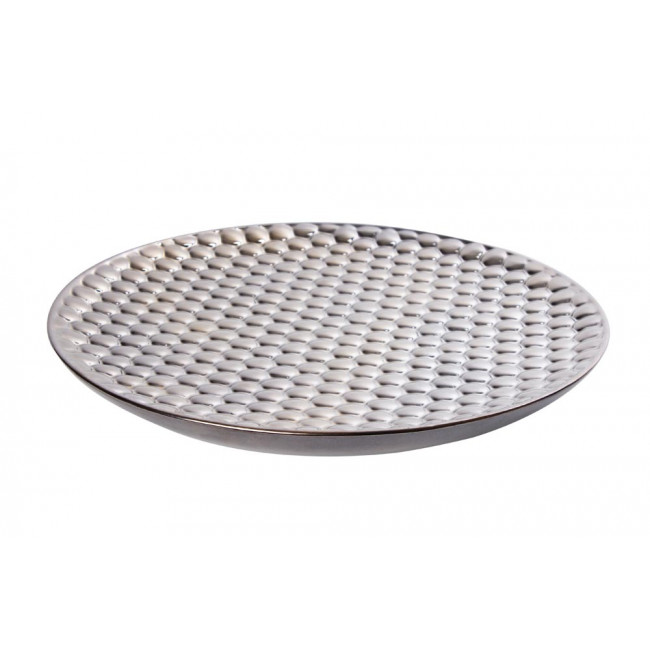 Decorative Plate Glittering Bubbles, platinum, d35xh4cm