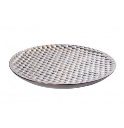 Decorative Plate Glittering Bubbles, platinum, d35xh4cm