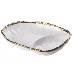 Decorative bowl Wioletta, white/gold, 29x24x6cm