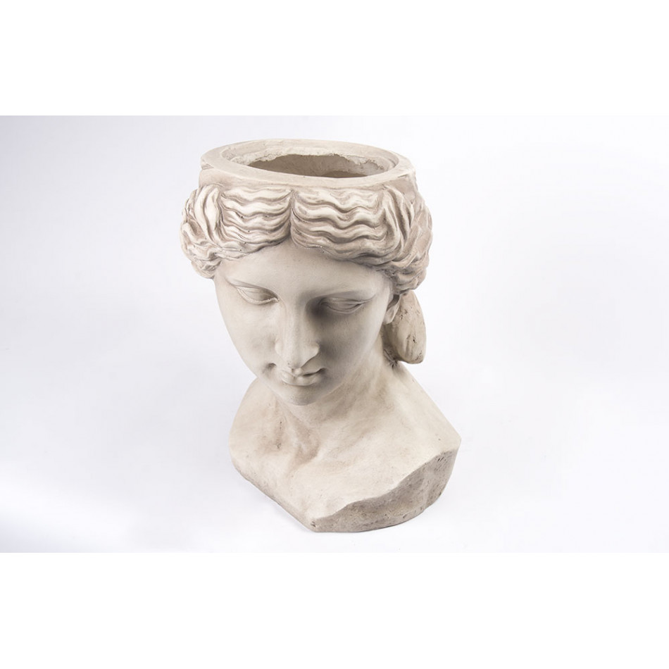 Decorative flower pot Ladys head, grey colour, 27.2x26.5x37cm