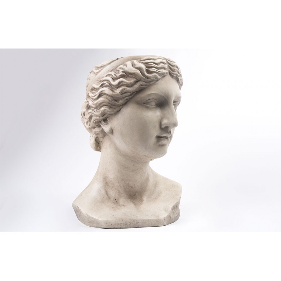 Decorative flower pot Ladys head, grey colour, 27.2x26.5x37cm