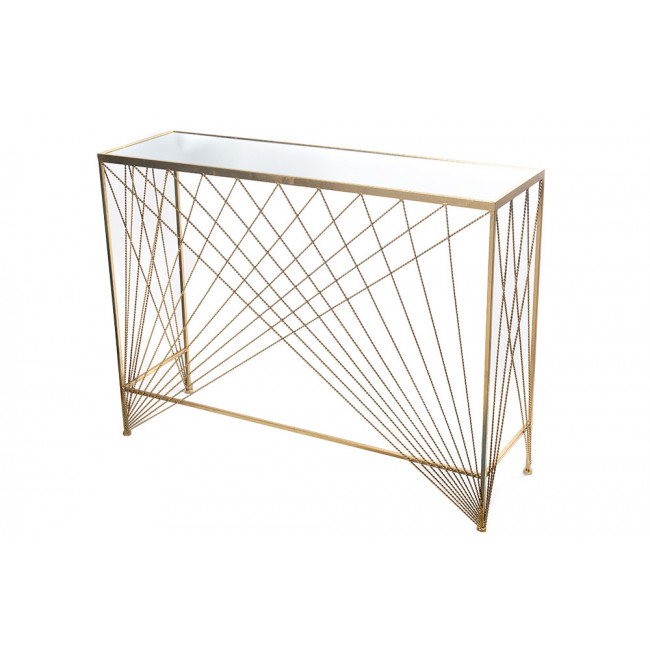 Консоль Bamberg L, зеркальная столешница, золотой, H75x100x30см