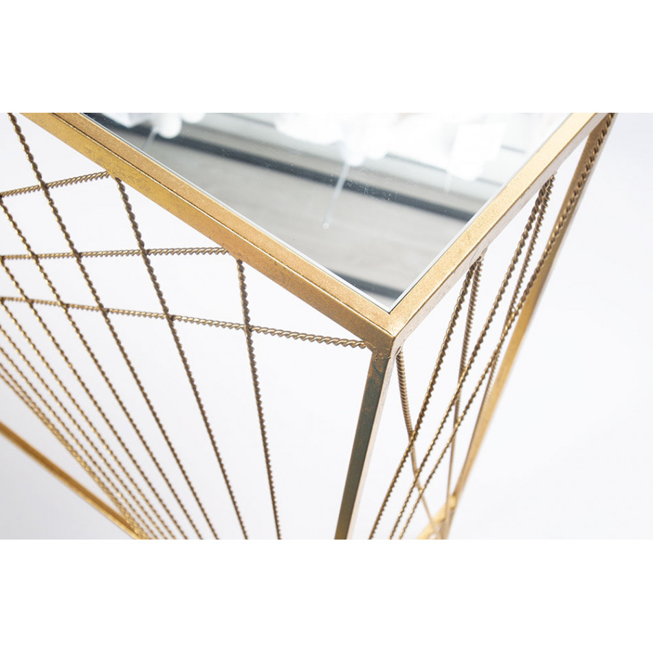 Console Bamberg M, mirror top, gold, H70x90x25cm