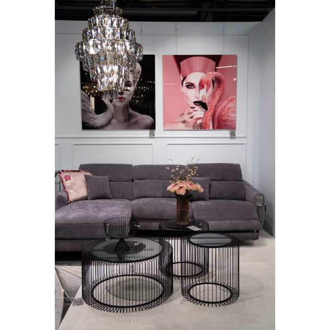 Wall Glass Art Woman and flamingo, 110x110cm