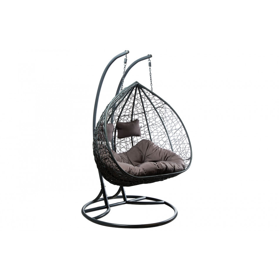 Double hanging chair Couple, dark grey colour,  H200x132x76.5cm