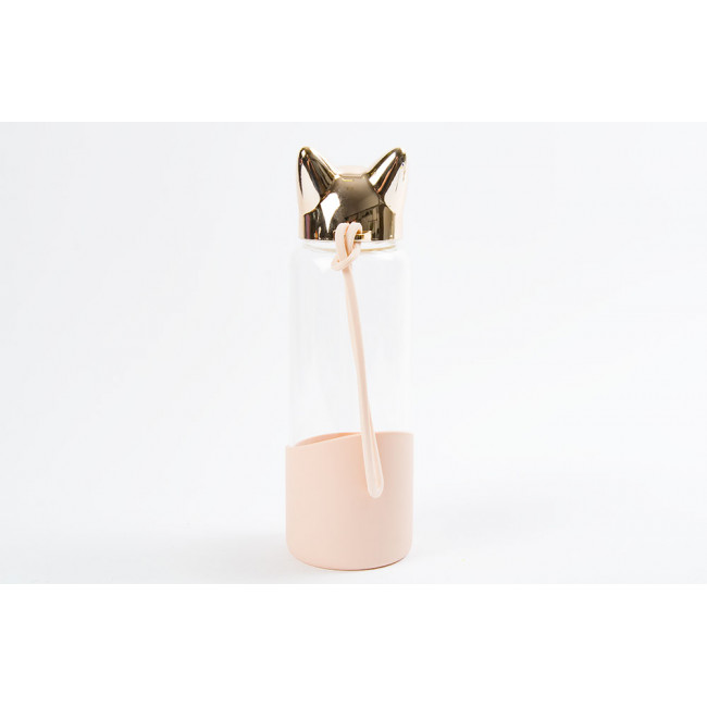 Bottle Cat, rosegold, borosilicate, 350ml, 20x6cm