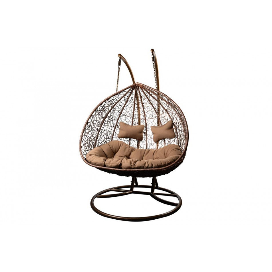 Double hanging chair Couple, brown colour, H200x132x76.5cm