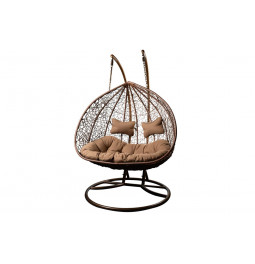 Double hanging chair Couple, brown colour, H200x132x76.5cm