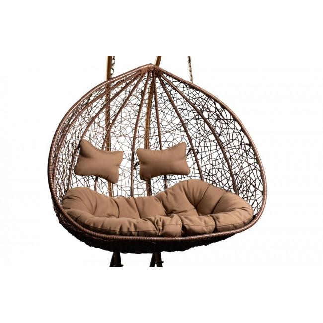 Double hanging chair Couple, brown colour, H200x132x76.5cm