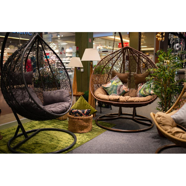 Double hanging chair Couple, brown colour, H200x132x76.5cm