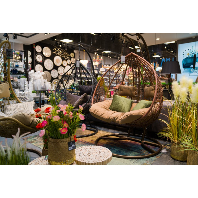 Double hanging chair Couple, brown colour, H200x132x76.5cm