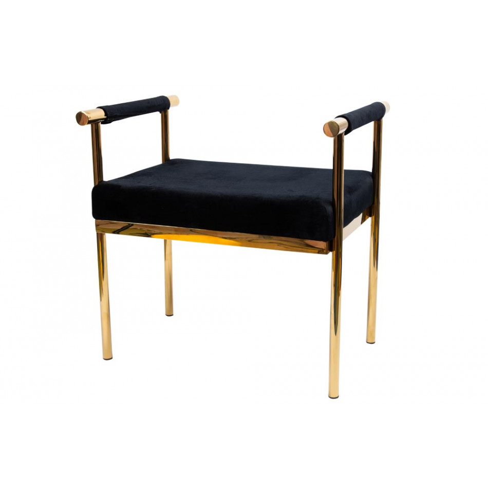 Stool Edmond, black/golden, 53x40x59cm
