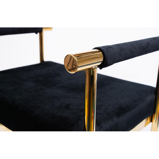 Stool Edmond, black/golden, 53x40x59cm