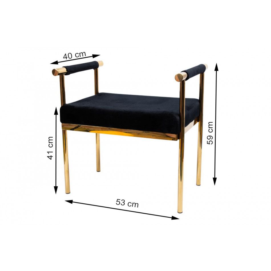 Stool Edmond, black/golden, 53x40x59cm