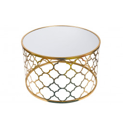 Metal table Berini L, mirror top, golden, D80x50cm