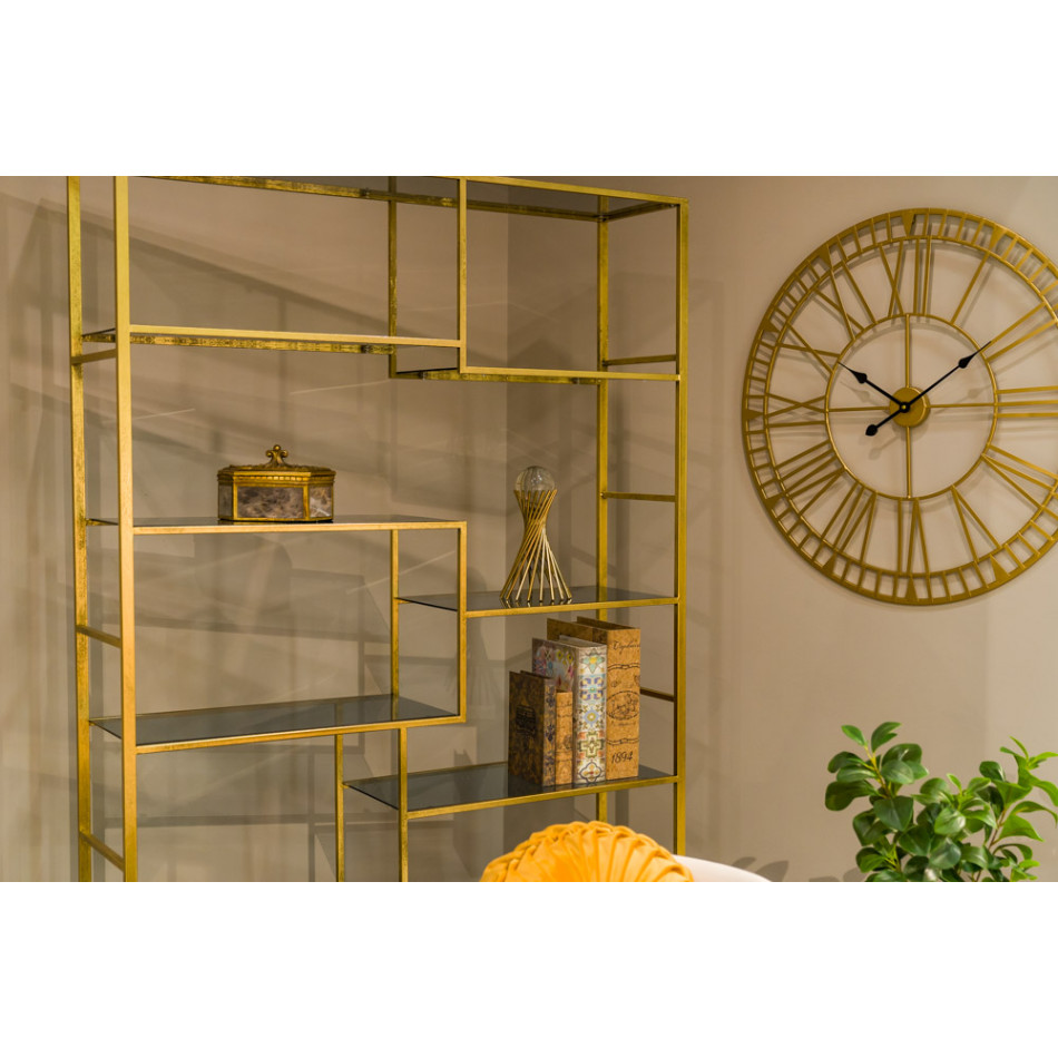 Metal shelf Belinda, golden, 195x115x30cm