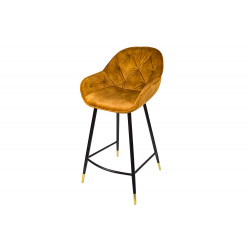 Bar chair Salorino, velvet, golden, 96x48x54cm, seat height 62cm