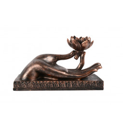 Buddha hand with tealight holder, brown, 32x19x15cm