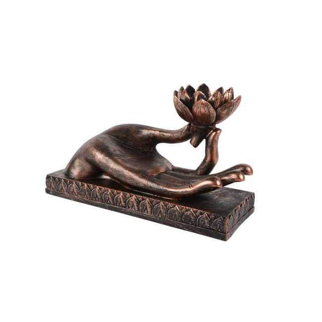 Buddha hand with tealight holder, brown, 32x19x15cm