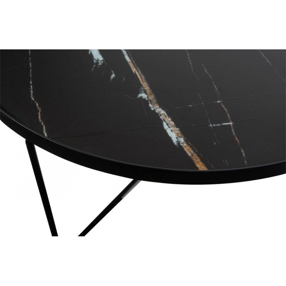Coffee table Soliera L, D80cm, H45cm, black, metal/glass