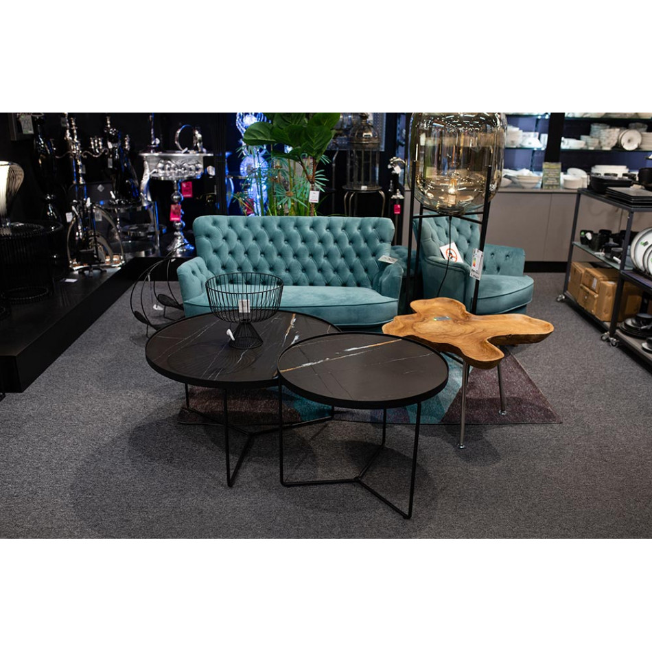 Coffee table Soliera L, D80cm, H45cm, black, metal/glass