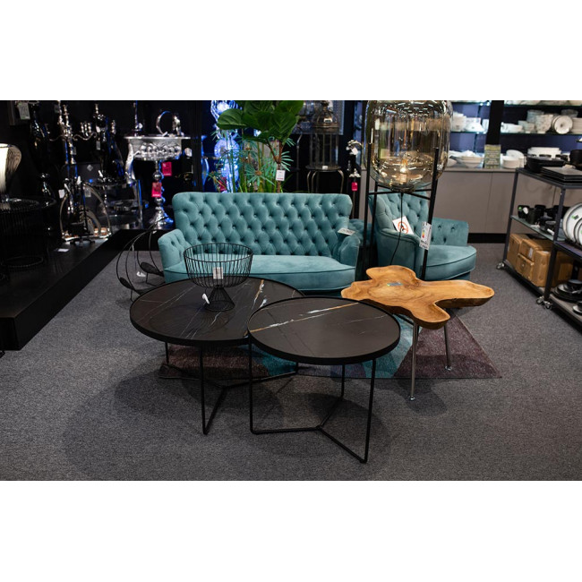 Coffee table Soliera L, D80cm, H45cm, black, metal/glass