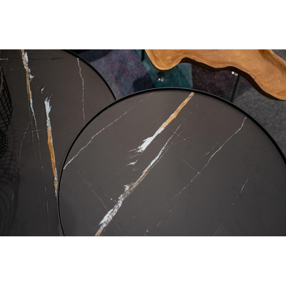 Coffee table Soliera L, D80cm, H45cm, black, metal/glass