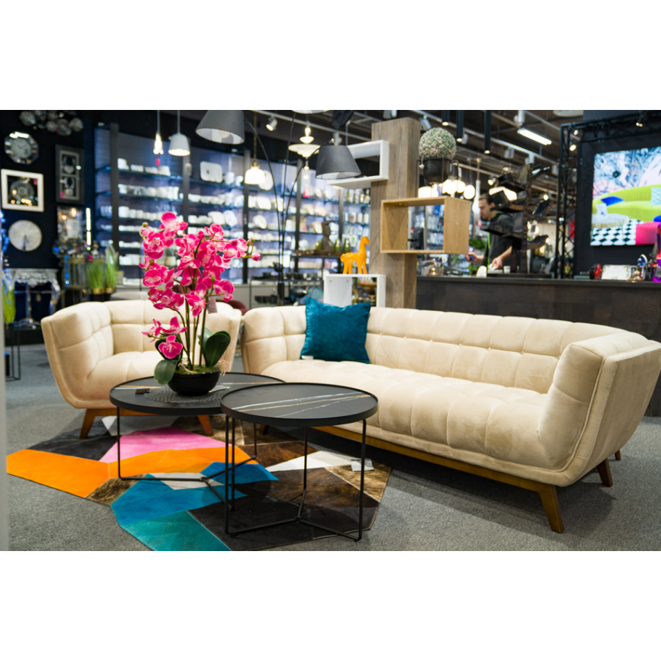 Coffee table Soliera L, D80cm, H45cm, black, metal/glass