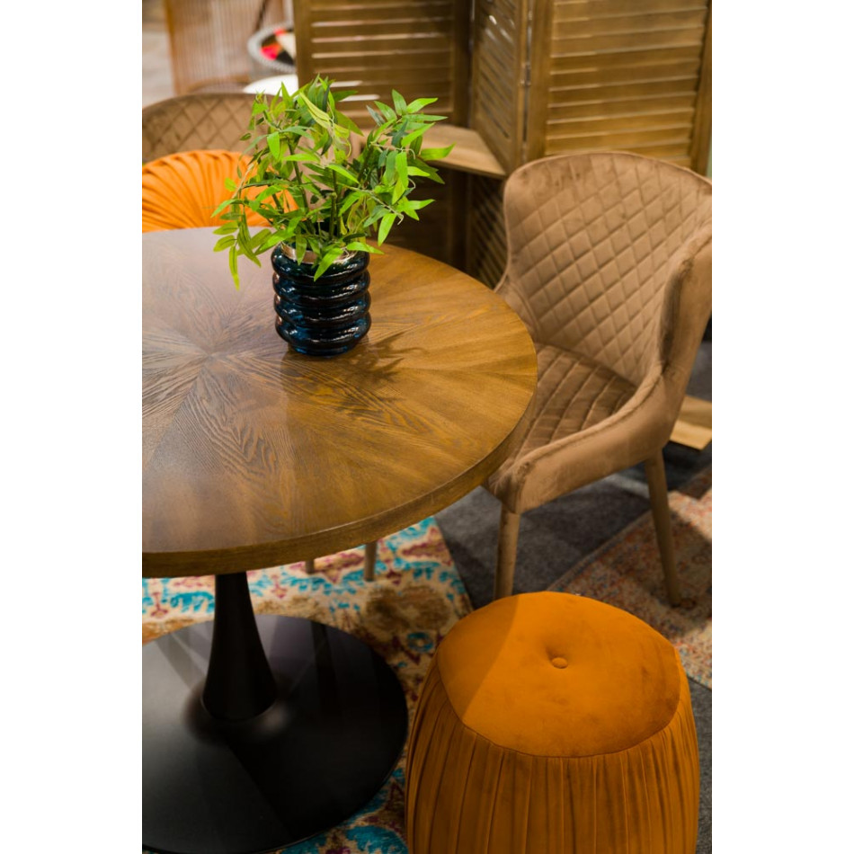 Dining table Torino, walnut wood veneer, D100xH76cm