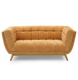 Sofa Haris, 2-seat, golden, velvet, 165x88x75cm, seat height 43cm