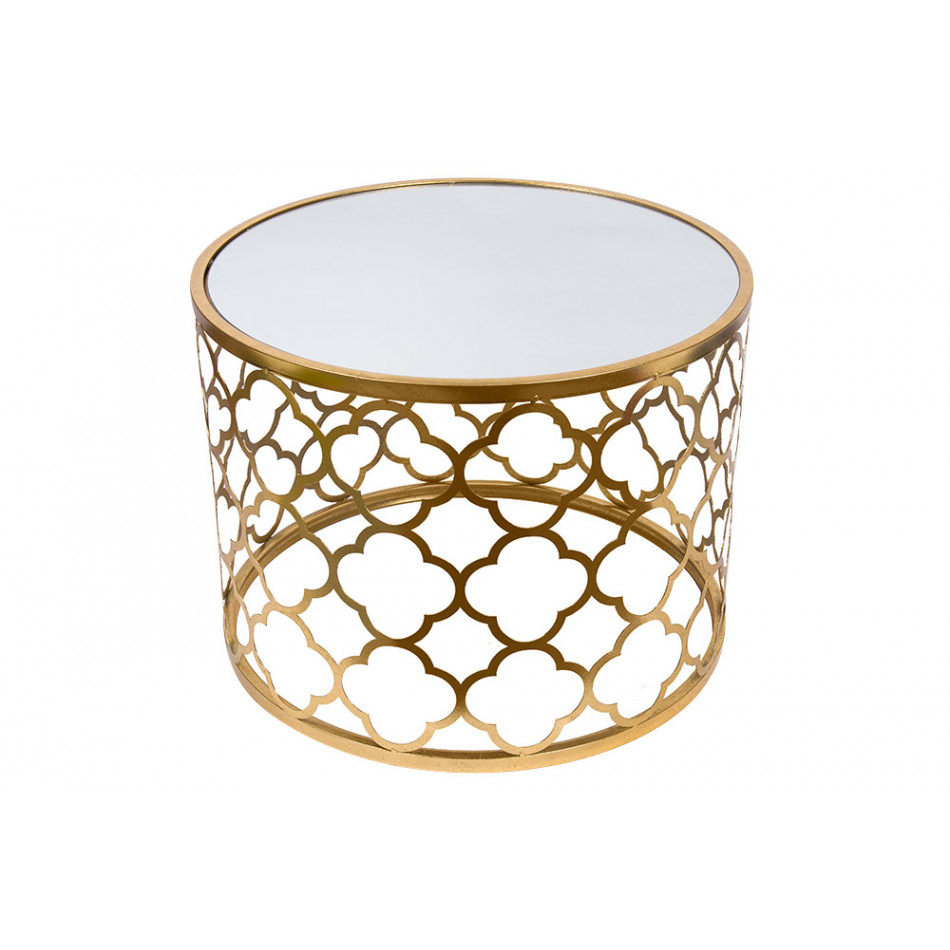 Metal table Berini M, mirror top, golden, D60x45cm
