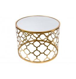 Metal table Berini M, mirror top, golden, D60x45cm