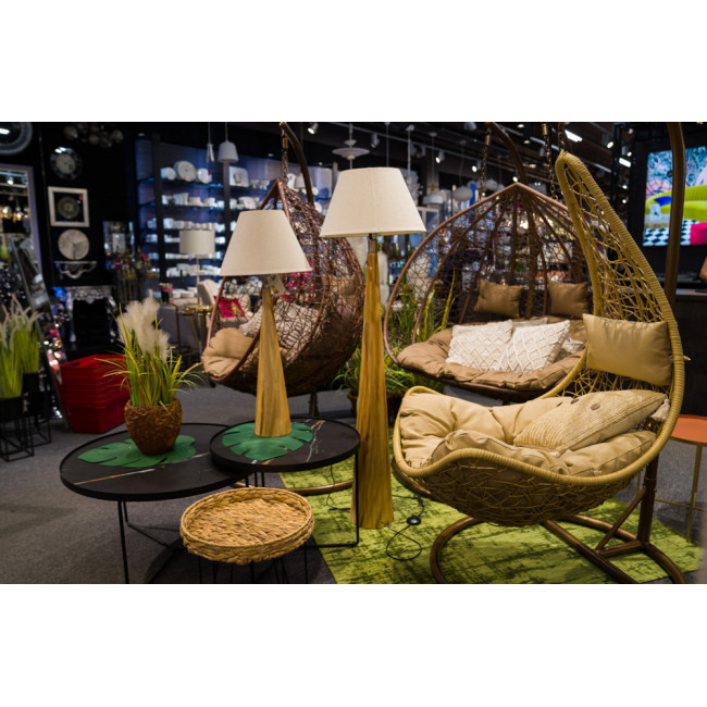 Table Lamp Moora with linen shade, E27 40W, H71x15cm