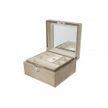 Jewellery box Tramma, taupe velvet, 23.5x21x12cm