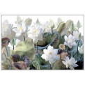 Wall Glass Art  Flowers in white, 80x120x3.5cm