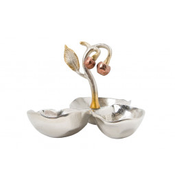 Decorative Triple nut dish, gold/bronze, 26x21x24cm