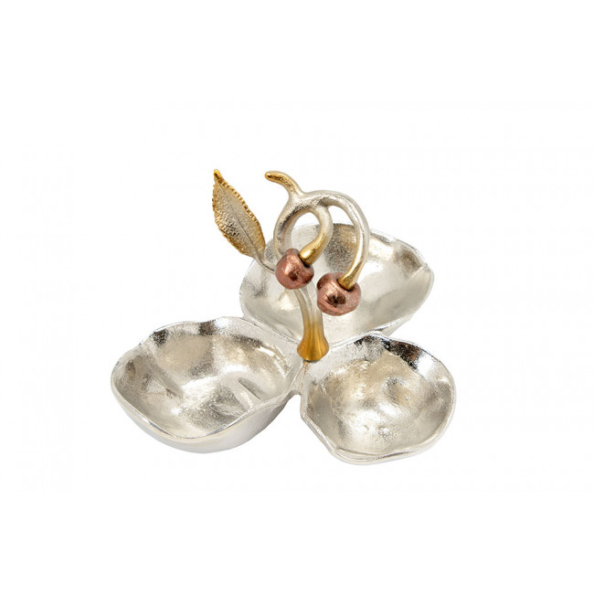 Decorative Triple nut dish, gold/bronze, 26x21x24cm