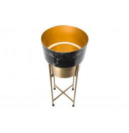 Pot on stand Liivi, brass antique, printing/ clear enamel18x