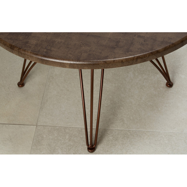 Coffee table Elsoto, copper legs, D70  H45cm