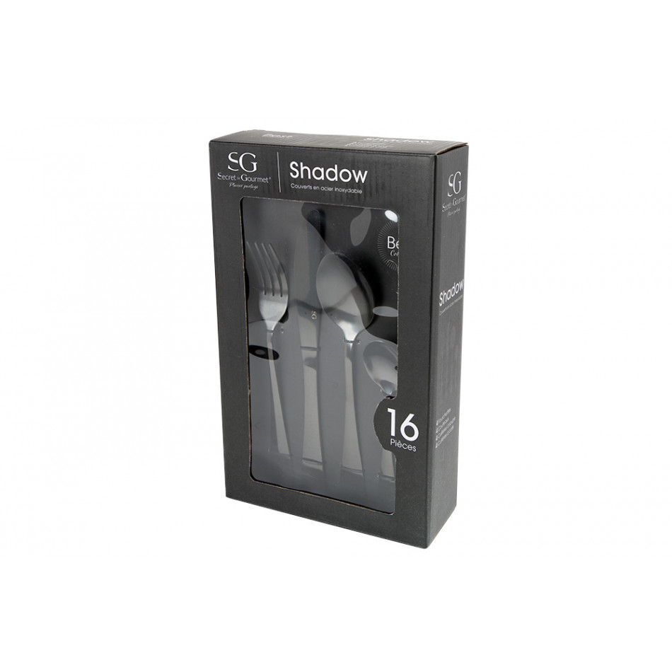 Cutlery set 16 pc Inox Shadow, black