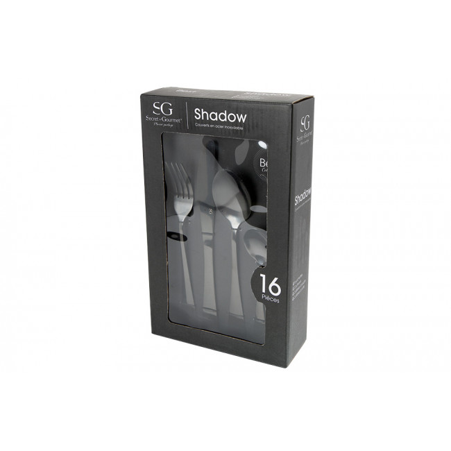 Cutlery set 16 pc Inox Shadow, black