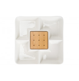 Plate Wooden, 4DIV.,20x20cm