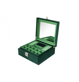 Jewellery box Hamilton, green velvet, 28x26x10.5cm