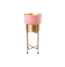 Pot on stand Lille, brass antique, printing/ clear enamel16x