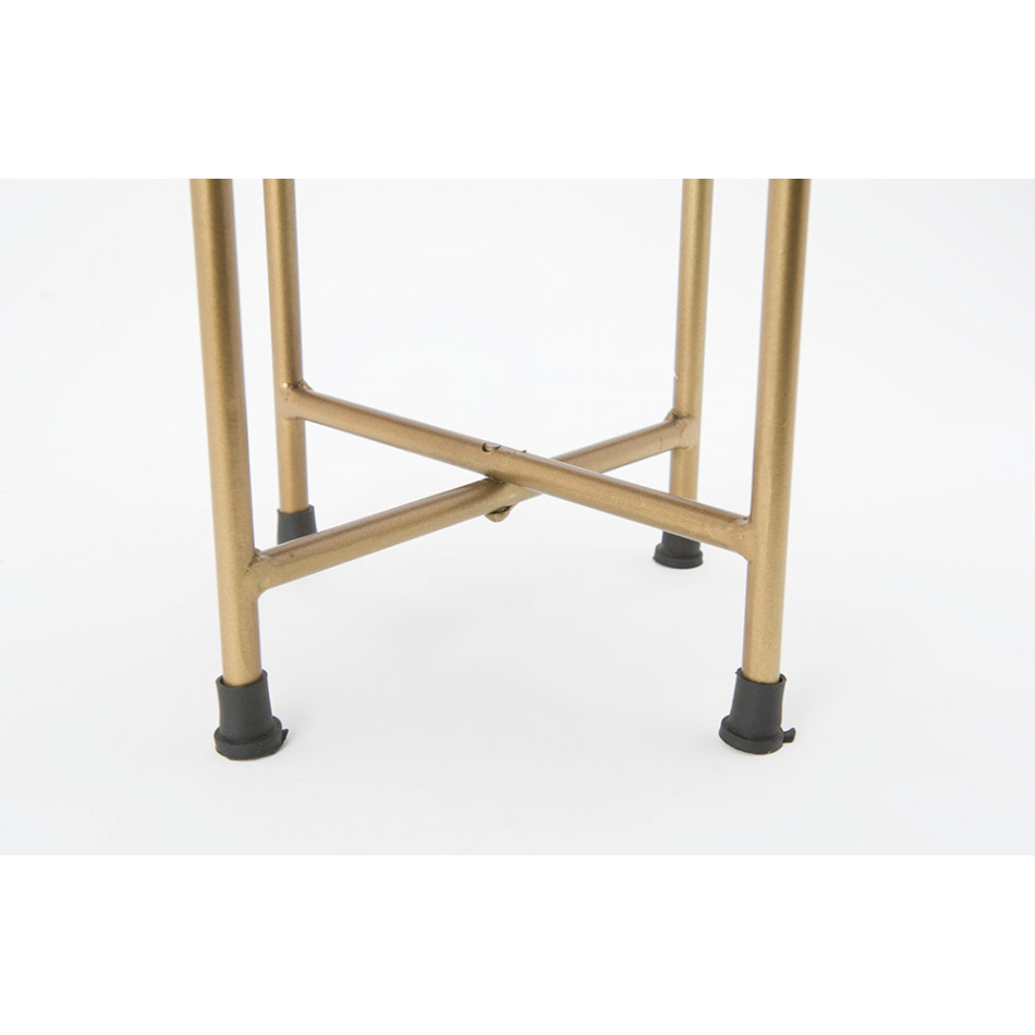 Pot on stand Lille, brass antique, printing/ clear enamel16x