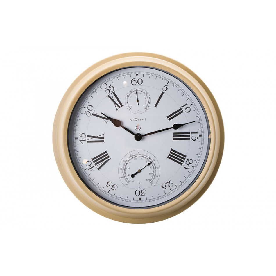 Wall clock/weather station Hyacinth, metal, D40.5cm