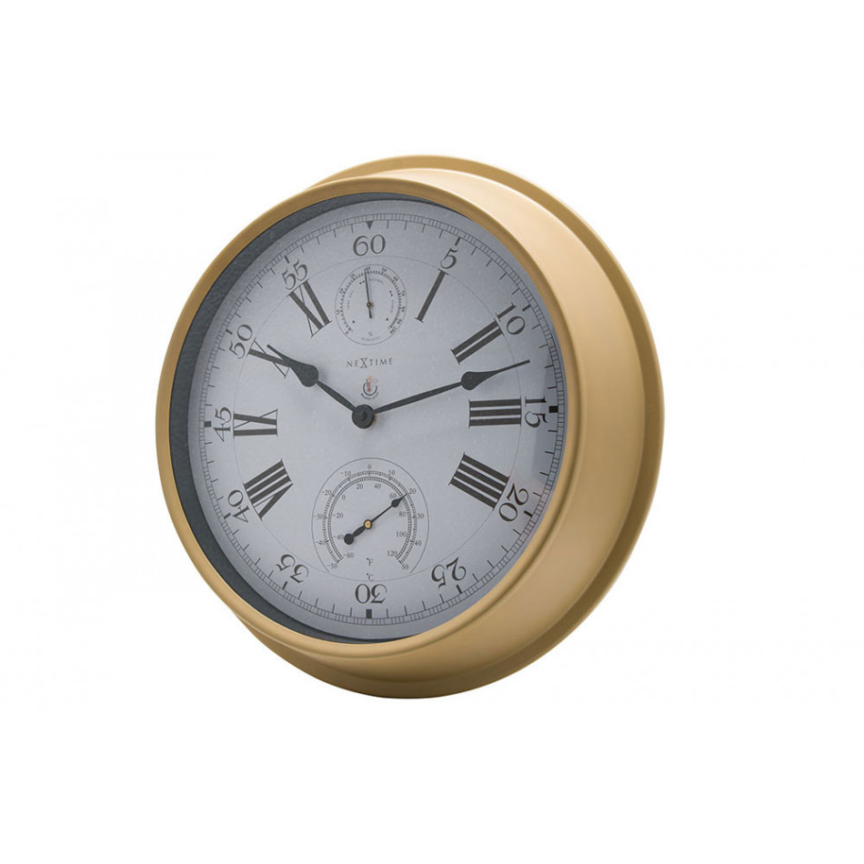 Wall clock/weather station Hyacinth, metal, D40.5cm